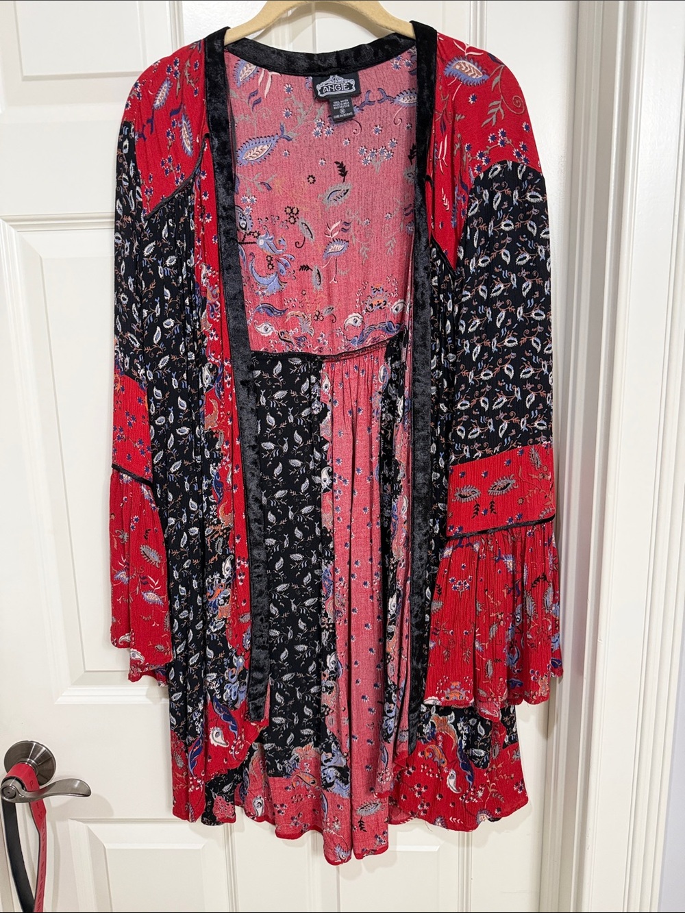 Angie Red and Black Floral Patchwork Tunic
